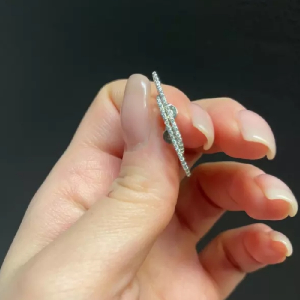 White Rhodium micro pave earrings - Picture 2 of 3
